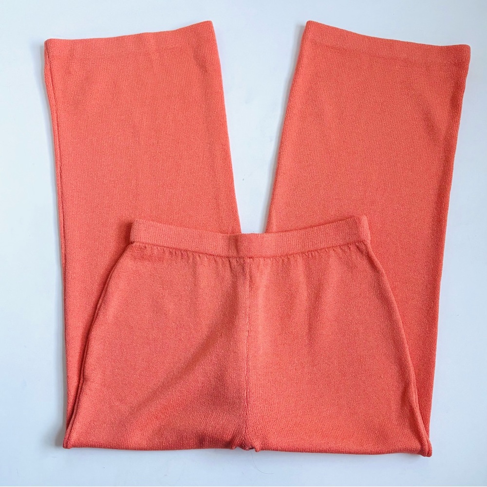 St. John Collection Santana Knit Wide Leg Pull On Pants Vibrant Orange Size 8
